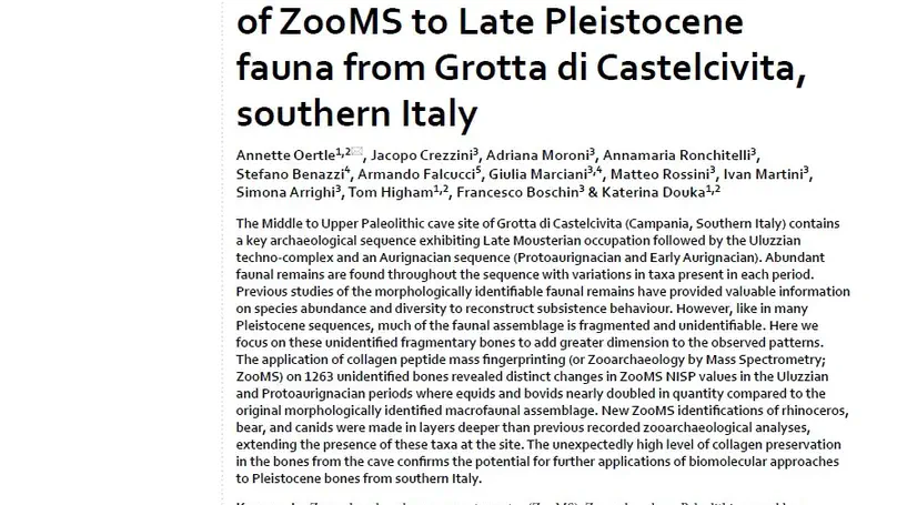 New insights from the application of ZooMS to Late Pleistocene fauna from Grotta di Castelcivita, southern Italy
